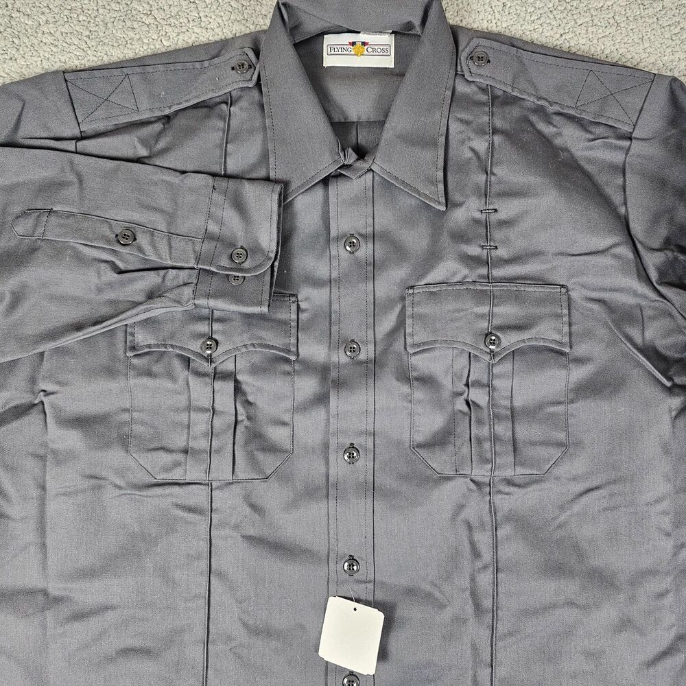 Flying Cross Shirt Mens XL Gray Tactical Command Uniform Class B Long Sleeve